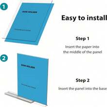 三种尺寸亚克力标牌架 - 透明T型塑料展示架，双面纸张及标牌架，适用于菜单、传单、图片 - 亚克力纸张架及收纳盒，适用于办公室、零售店、展览、餐厅、婚礼等场合，亚克力标牌架尺寸：8.5 x 11英寸，亚克力标牌架，展示架，供应商活动展示架，房地产经纪人用品，商业标牌，促销品 - 透明 - 查看 3