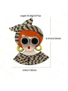 1 st handgjord akryl tecknad kvinna med hatt brosch, kreativ personlig modeaccessoar nålmärke - flicka - Visa 3