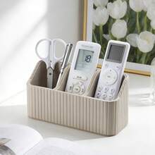 3-Slot PU Leather Remote Control Box - Minimalist Home Desktop Remote Organizer & Holder - Black - Multicolor - View 3