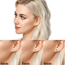 KMEOSCH 10套（10个耳钉+10个耳钉背扣）球形耳钉带环 4毫米 5毫米 6毫米 圆球耳钉，蝴蝶耳钉背扣，DIY耳环配件