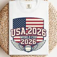 USA World Cup 2026 Shirt, American Soccer Tee, USA Football Fan Shirt, Vintage USA Flag World Cup Tee, Soccer Gift For Men Women - trắng - Xem 1