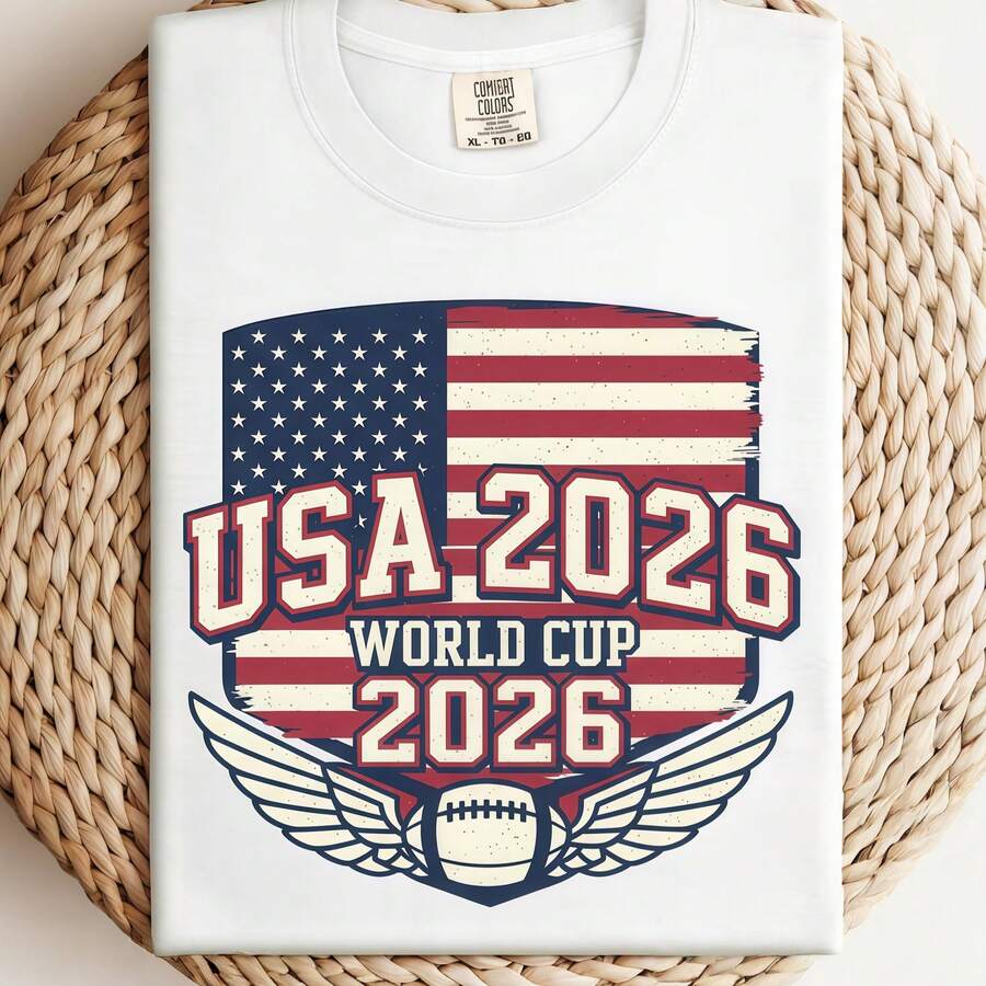 USA World Cup 2026 Shirt, American Soccer Tee, USA Football Fan Shirt, Vintage USA Flag World Cup Tee, Soccer Gift For Men Women - trắng - Xem 1