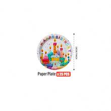 100/25/10pcs White Candle Cake Happy Birthday Disposable Plates Napkins Cups, Disposable Party Supplies Set, Suitable For 25 Guests, Disposable Paper Plates Party Tableware Suitable For Birthday Wedding Theme Party Family Picnic - Multicolor - View 11