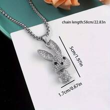 Shiny Artificial Crystal Rabbit Pendant, Cute Animal Shape Rabbit Necklace, Gift For - [bạc] - Xem 4