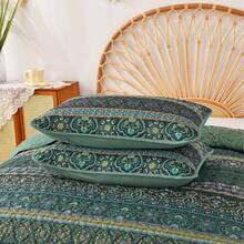 WONGS BEDDING Boho Quilt Twin Full Queen King Size, 3 Pieces Purple Blue Bohemian Light Weight Microfiber Bed Decor Bedspread for All Season - Verde - Ver 4