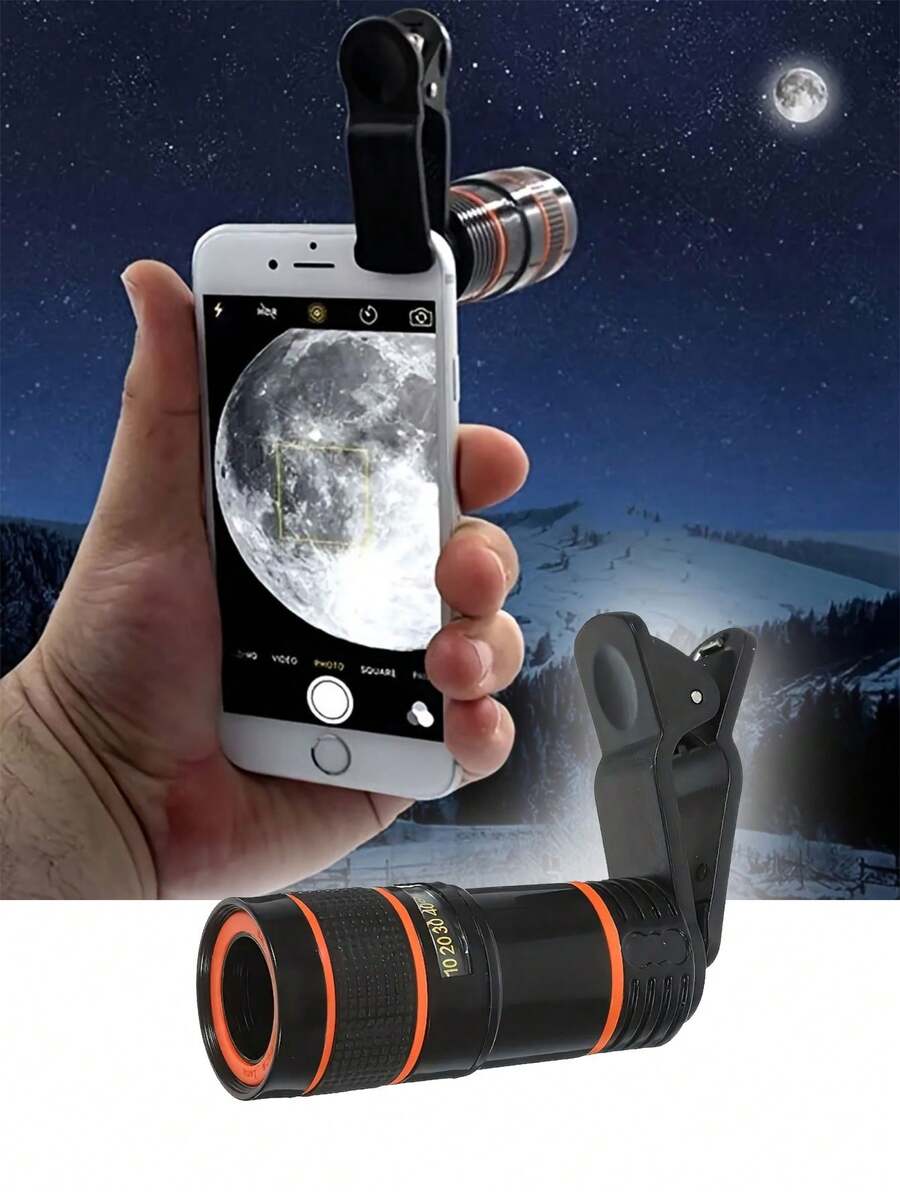 8X Optical Zoom Phone Lens - Battery-Free PVC Clip-On Special Effects Camera Lens, Suitable For Creative Photography On Various Smartphones - A - View 1