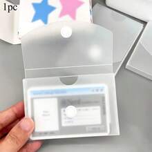 1pc Matte Desktop Card Sticker Storage Box, Rounded Corners Transparent Cover, Can Be Placed Horizontally Or Vertically, Minimalist & Practical Office Organizer, Card Storage Box - Frosted Transparent - View 4