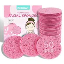 50-Count Compressed Facial Sponges 100% Natural Cellulose Cosmetic Spa Sponges For Daily Facial Cleansing Makeup And Mask Removal Exfoliating Skin Massage Pore Exfoliation 50 Count (Pink ) - 50 Count Pink - View 7