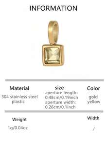VJS 1pc Colorful Cubic Zirconia Pendant, 18K Gold Plated Stainless Steel, Birthstone Necklace DIY Accessory - Multicolor - View 18