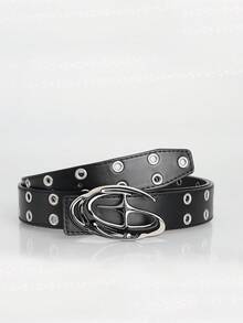 1件装时尚休闲金属铆钉孔眼腰带，男女通用街头风牛仔裤腰部装饰配饰，适合日常通勤、返校、约会和旅行度假。 - 骷髏金扣 - 查看 1