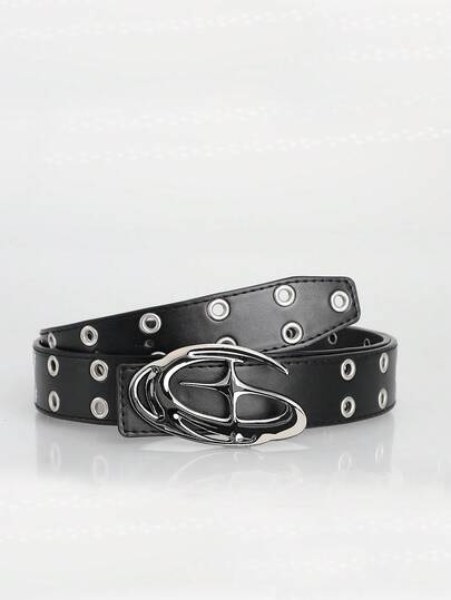 1件装时尚休闲金属铆钉孔眼腰带，男女通用街头风牛仔裤腰部装饰配饰，适合日常通勤、返校、约会和旅行度假。