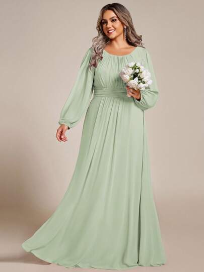 EVERPRETTY Plus Size Elegant Romantic A-Line Bridesmaid Dress Wedding Spring Party