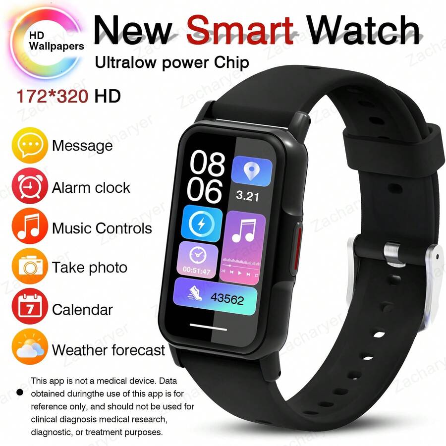 1.5英寸高清显示屏智能手表 - 支持无线通话/拨号、闹钟/消息通知、健身追踪和音乐控制。男女通用设计，兼容安卓和iOS系统。 - 彩色 - 查看 1