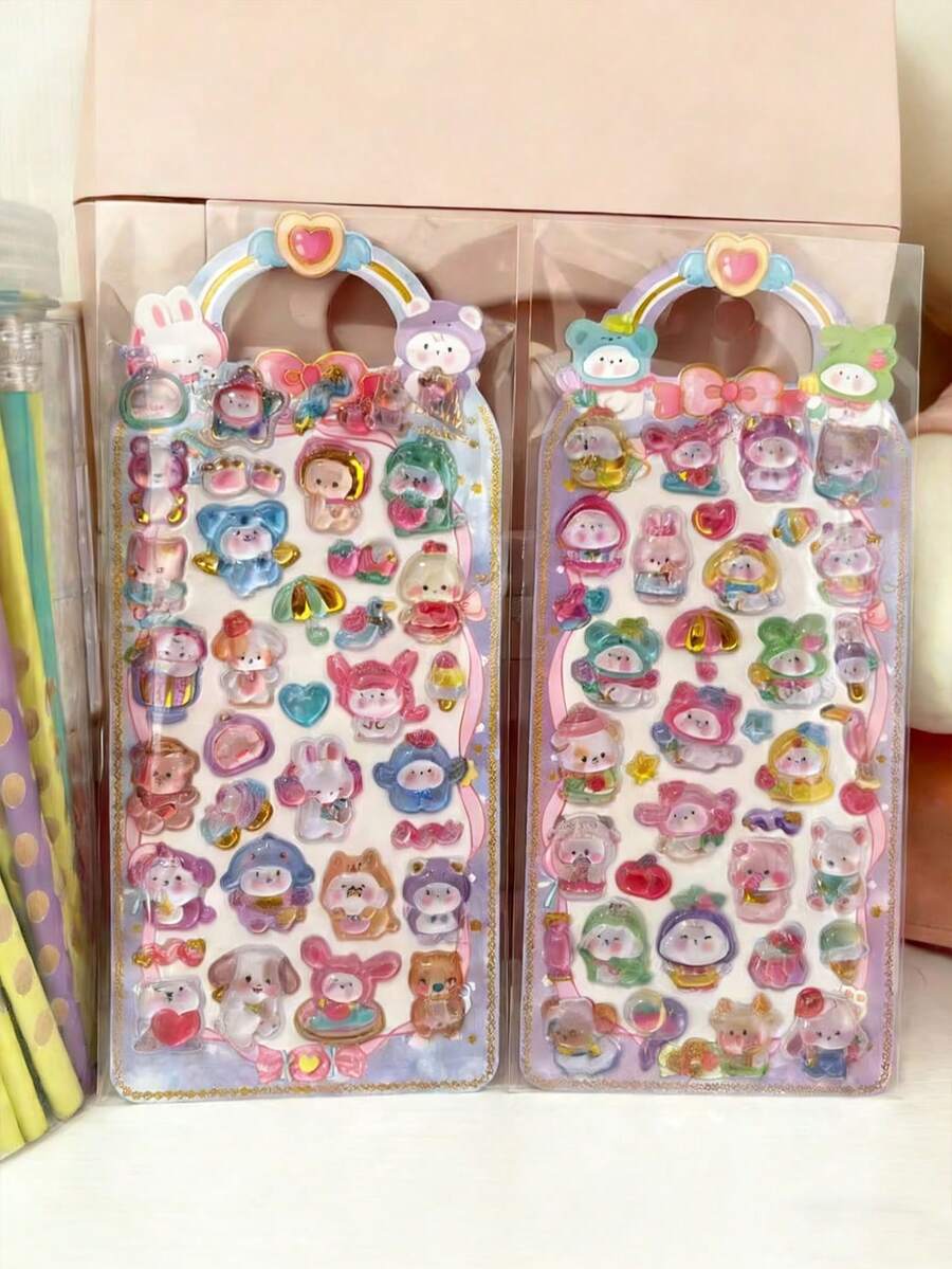 Embossed Stickers, Cute Cartoon Animal Stickers (Kids), Forehead Stickers, Cartoon Stickers (Girls), 3D Decorative Stickers, Toy Stickers, Phone Case Stickers, Notebook Decorative Stickers, Handmade Stickers, Fun Stickers, Diary Decorative Stickers, Graffiti Stickers, And More. - Multicolor - View 1