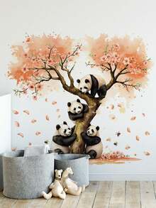 1pc/3pcs Removable PVC Wall Stickers, Cartoon Cat, Giraffe, Panda Climbing Tree, Decor For Kids Room, Nursery, Suitable For Bedroom, Living Room, Study, Dining Room, Bathroom, Home Wall Decoration - Multicolor - View 14