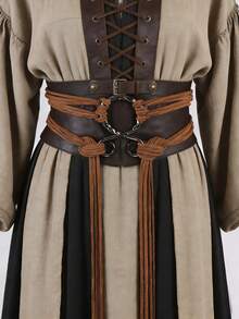 中世纪长绳结腰带，北欧女巫风格绳结腰带，维京复兴时期服装配饰，万圣节、婚礼、晚宴和派对的复古腰带。