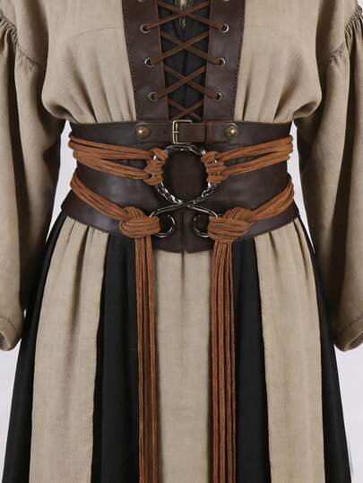 Medieval Long Rope Knot Waist Belt, Nordic Witch Style Rope Waist Belt, Viking Revival Costume Accessory, Vintage Belt For Halloween, Wedding, Formal Party