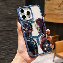 Marvel Patterned Phone Case, Iron Man, , Hulk, Thor, Hawkeye, Black Widow, Thanos, Avengers. Compatible With IPhone 17 ProMax, 17Pro, 17Air, 16, 15, 14, 13, And 12 Pro Models, With Shockproof Protection. A Unique Gift For Marvel Fans, Friends, Birthdays, Holidays, And Special Occasions. Great Gift Option For Anyone Who Loves Superheroes. - 藍色 - 查看 2