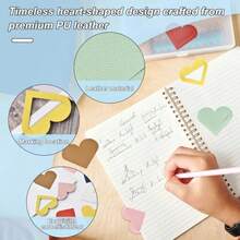 15件套真皮心形书签带便签 | 心形书签和角标，适合阅读，情人节礼物 - 彩色 - 查看 5