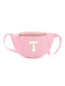 1pc DIY Girls Letter Print Crossbody Bag, Cute Shoulder Bag, Messenger Bag, Fanny Pack, Suitable For Daily Use, Outdoor, Travel, Hiking, Portable, Ideal Gift For Girls