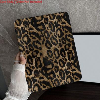 1PC Classic Leopard Print Protective Tablet Case - Ideal For Retro Wild Style Enthusiasts And Elegant Edgy Design Seekers With Pen Holder Compatible With 10.9/10.2/ Air 5th Gen/Pro11/10th/9.7/Air 2/ (7th Gen)/ (8th Gen)/ Air 4/5/ Pro 11/ 10th Generation 10.9-Inch 2022 Smart Case/ Air 13(M3 2025)