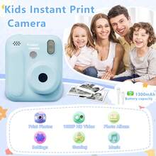儿童即时打印相机，即时拍照，益智学习玩具，便携相机玩具，带视频和音频的自拍数码相机，适合3-12岁儿童的绝佳生日和节日礼物 - 彩色 - 查看 6
