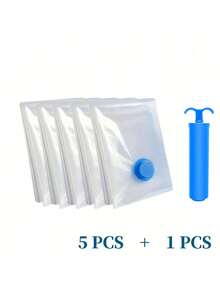 1/5/6 Peças Sacos de Armazenamento a Vácuo Super Grandes, Sacos Claros de Alta Qualidade para Itens Essenciais de Viagem, Roupas, Roupa de Cama, Cobertores, Conjunto de Sacos de Compressão com Bomba de Vácuo Manual, Sem Necessidade de Eletricidade - Especificações múltiplas - Visão 15