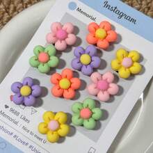 10pcs Colorful Flower Shoe Decoration Charms For Girls Clog, Cute Shoe Pins For Sandals Accessories Party Gifts - Multicolor - View 5