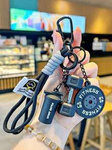1pc Unisex Mini Barbell Plates And Dumbbell Keychain Accessories - Realistic Weight Plate Design, Suitable For Gym Bags, Water Bottle Hooks, Suitable For Decorating Backpacks, Crossbody Bags, Shoulder Bags, Key Chains, Car Accessories, Women's Fashion Accessories - Fitness Motivational Gifts For Men And Women - 彩色 - 查看 3