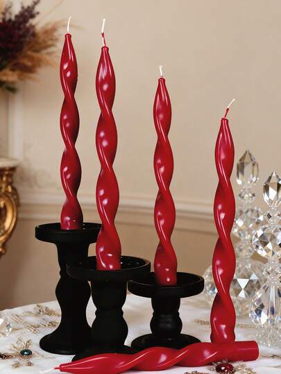 Juego de velas perfumadas con tallo en espiral de 25 cm, hechas de cera de soja y parafina, que emiten un suave aroma a rosa. Viene con un elegante empaque de caja de regalo, vela delgada de color borgoña para Navidad, vela para decoración del hogar en Ramadán, regalo del Día de San Valentín (incluye vela perfumada), decoración del ambiente del hogar, regalo de soporte para velas, adecuado para mujeres, regalo de invierno, decoración navideña, regalo de Navidad.
