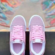 KNU Premium Old Style Casual Sneakers For Men And Women, Flat Sole, Skater Style, Suede, School, Holidays, Gym And Fitness, Outdoor, University, Sportswear, Street Clothing, Wedding, Party, Office, Skateboarding - màu xám và hồng - Xem 2