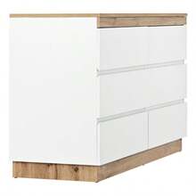 6-Drawer Chest, Lockable Compartment, Storage Function, For Bedroom And Living Room, E1 Particleboard, White + Oak [OLD REF: 30211011AAA] - 白色 - 查看 9