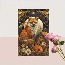 Room Decor 1pc Forest Spirit Fox And Owl Vintage Iron Wall Art, 8x12 Inch Decorative Plaque, Ideal For Home, Living Room, And Nature-Inspired Spaces - White - View 5