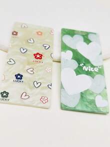 1个可爱卡通心形吊坠，双面3D亚克力心形挂件，幸运符，DIY饰品制作及装饰配件，可用作钥匙扣，生日礼物 - 彩色 - 查看 2