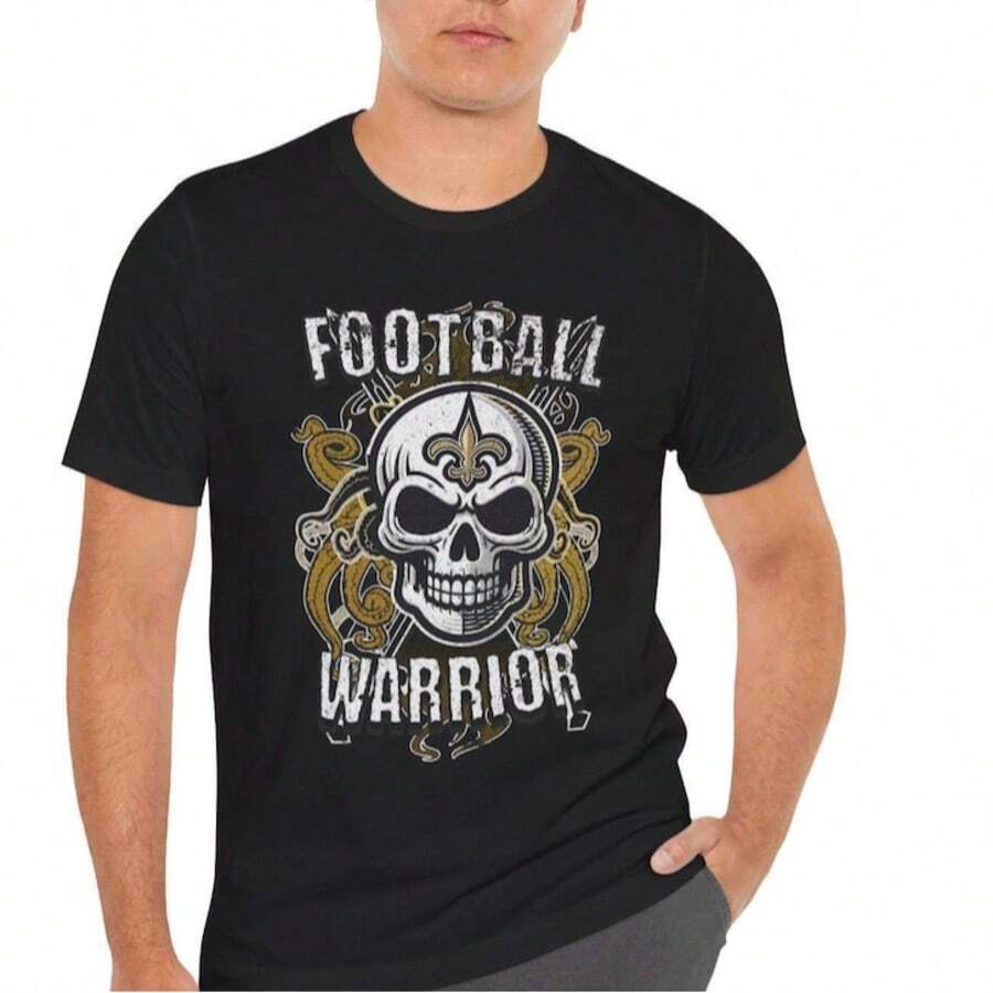 Football Warrior, Football Lovers, Who Dat, Shirt For Saints Fan, Football Fans, Nola Shirt, Team Color Shirt, Black And Gold Shirt, New Orleans - 黑色 - 查看 1