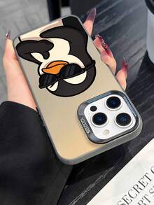 1pc & Fashionable Cute Penguin 2D Pattern Phone Protective Case, Stylish Anti-Slip Luxurious Texture, Compatible With Apple 17/16/15/14/13/12/11 Pro Max And Galaxy S23/S22/S21 And A54/A53/A52/A34/A15 Series, A Lovely Gift For Colleagues, Friends, Family, Couples, Birthdays, New Year, Valentine's Day, Easter, Festival - Black - View 3