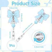 Badge ReelBow Badge Reel Retractable - Cosmisun Nurse Badge Re Coquete Ribbon Acrylic Glitter Badge Older C Blue Bow ID Badge Older Cl  Nurse Student Tors  Teacer Office Worker - BlueBow - Xem 2