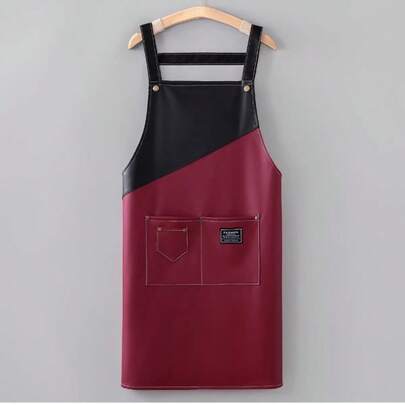 1 قطعة مئزر جلد PU مقاوم للماء والزيت بتصميم بسيط، مناسب للمنزل والمطعم والحرف والحديقة والشواء والمدرسة والمقهى، مناسب للجنسين، هدية عيد الميلاد رائعة