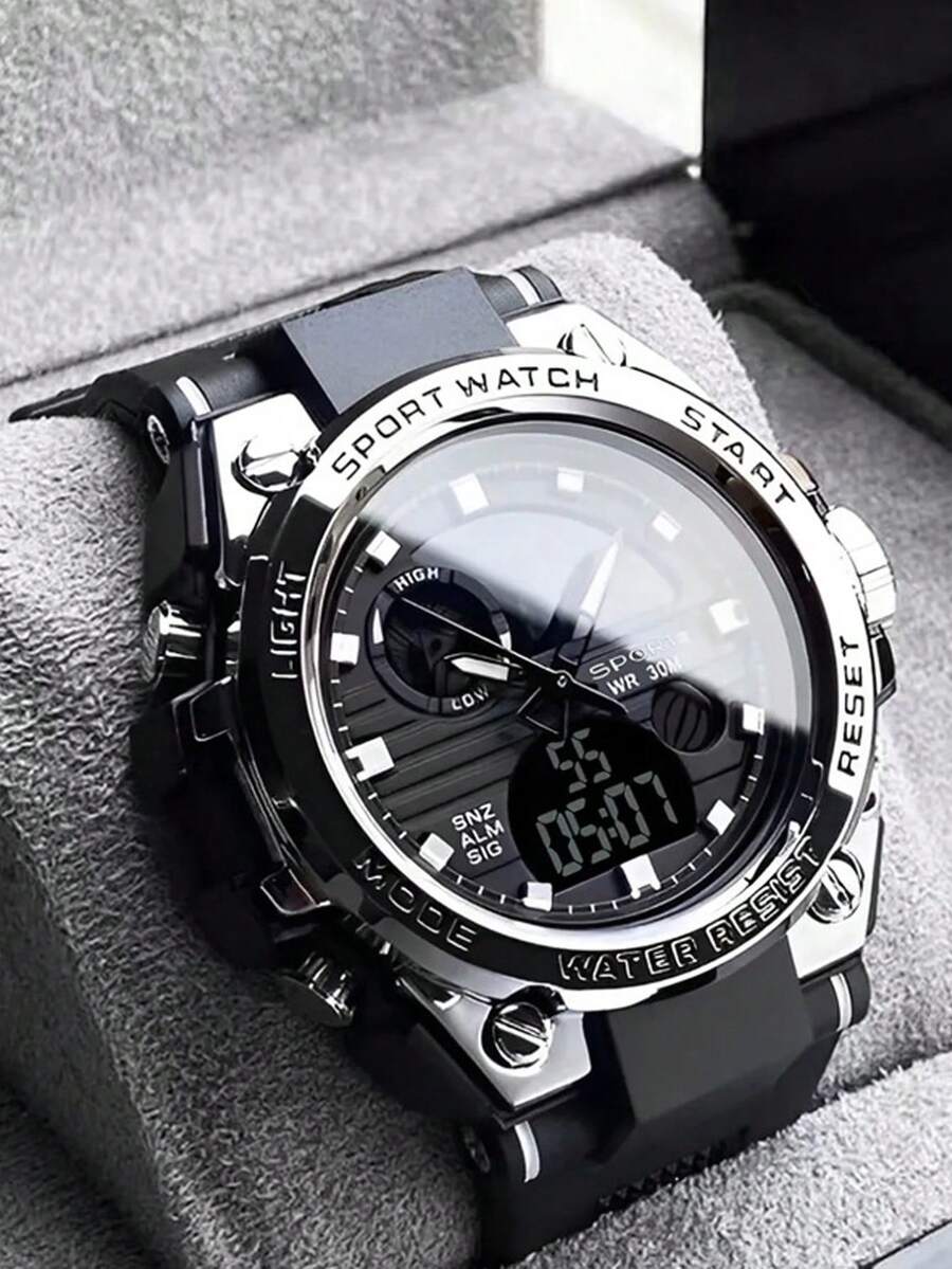 男士多功能运动电子手表，学生风格，夜光，简约设计 - 彩色 - 查看 1