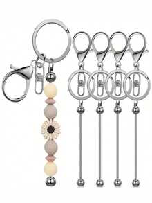 16pcs Blank Metal Beaded Keychain Pendant DIY Accessories Set, Suitable For Beaded Pendant Keychain Making, Jewelry Making Crafts - Keychain Accessory Kit - View 22