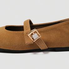 Women's Solid Color Mary Jane Shoes, Simple Design - Rust Brown - View 5