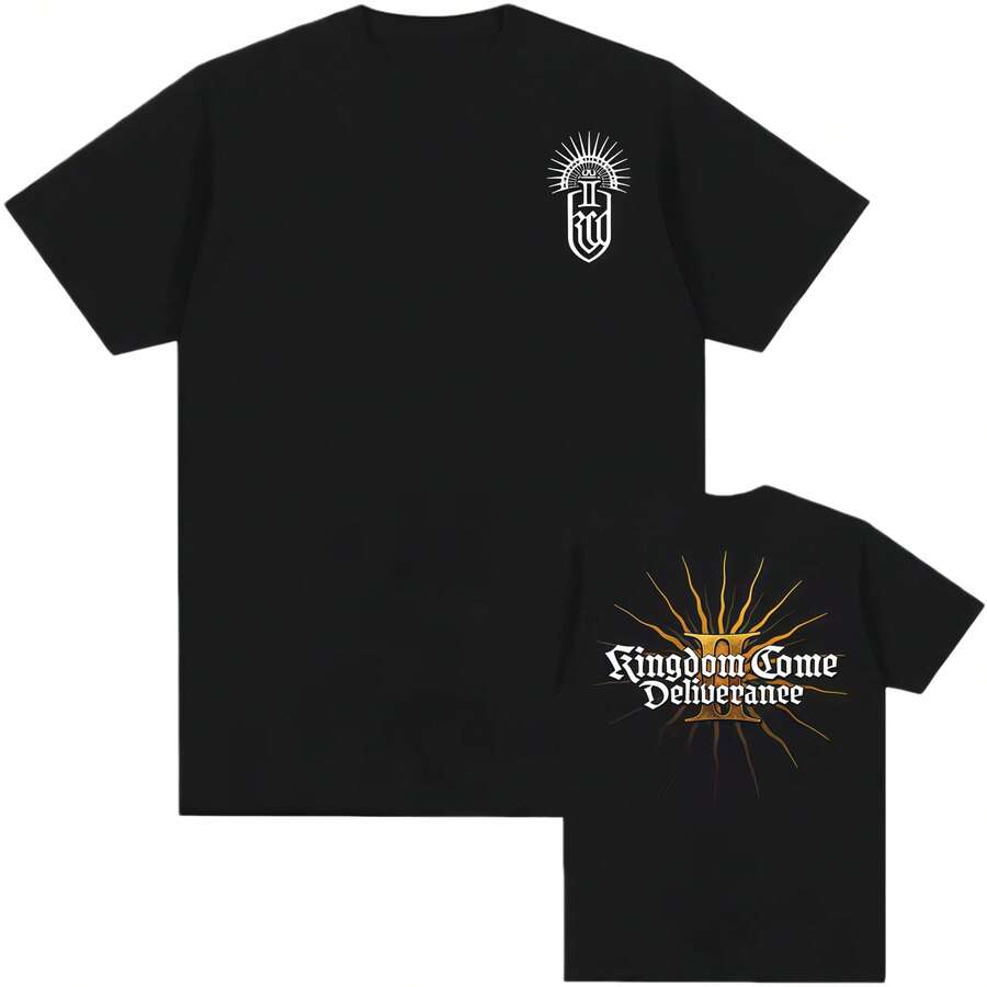 Camiseta de manga corta de algodón unisex de Kingdom Come_ Deliverance Il, estilo hip hop, con estampado gráfico - Negro - Ver 1