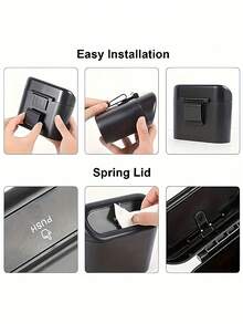 Mini Car Trash Can Leakproof Car Garbage Bin With Lid For Peels Butts Confetti Wet Tisssue Convenient Car Side Door Hanging Storage Box Multifunctional Dustbin Organizer For Women Men For Car Office Home Garbage Organizer Container Car Accessories Car Interior Accessory Home Decor - Black - View 6