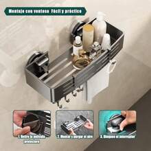 CYPNEsquinero para Baño Regadera Ventosa Repisas Sin Taladro Organizador de Regadera Metal de Aluminio Porta Shampoo Antióxido Estante Organizador Baño Gris Mueble para RegaderaFashion - 224235398 - Ver 4