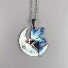 1 Peça Elegante Colar Pingente de Princesa Fada da Lua 2D Plana, Pingente Encanto de Princesa Fada da Lua Acrílica, Colar de Jóias Foto de Fada Duende, Melhor Amor dos Pais, Presente Ideal para Neta/Filha, Presente de Halloween, Presente de Aniversário - Multicolorido - Visão 2