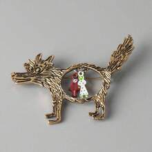 1 件复古灰狼胸针装饰男士 - 銅色 - 查看 2