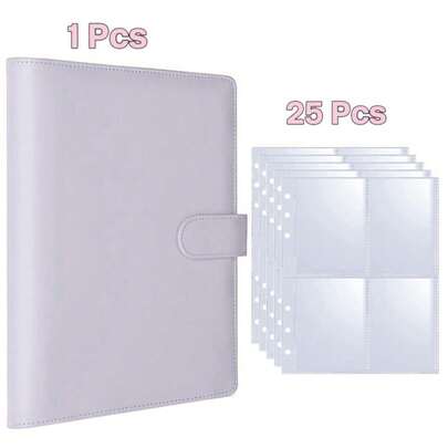 A5 PU Leather Photo Album Loose-Leaf Binder With 25 Built-In Film Sleeves, Photo Card Holder For Storing And Organizing Photos - Suitable For Mini Film, Family, Anniversary, Graduation, Wedding, Mother's Day Gift Album