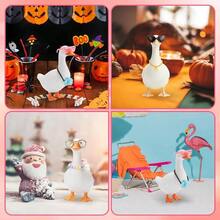 15PCS Desk Goose Outfits Inches, Cute Inch Desk Goose Outfits, Porch Gooses Accessories With 6 Glasses 2 Camera, Necklace, Desktop Gooses Statues And Halloween Decorations - Initial - View 5