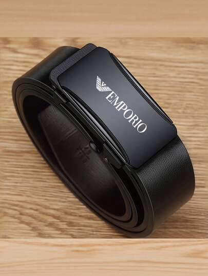 Cinturón automático para hombres, cinturón de cintura resistente y casual, de operación con una sola mano, ajustable a talla estándar, accesorio de moda