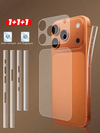 1 Peça Película de Tela de Fibra de Vidro Curva de Borda Macia PET para iPhone 17/17 Air/17 Pro/17 Pro Max, Filme de Definição Alta/Fosco, Filme Transparente Resistente a Arranhões, Camada de Proteção de Dispositivo + 1 Peça Filme de Base de Fibra de Vidro Ultra Fino de Definição Alta/Fosco TPU, Proteção de Base Oca da Lente + 1 Peça Filme Lateral Anti-Arranhões de Sensação Nua Ultra Fino de Definição Alta, Filme de Proteção de Moldura Transparente, Cobertura Completa Anti-Poeira Anti-Arranhões